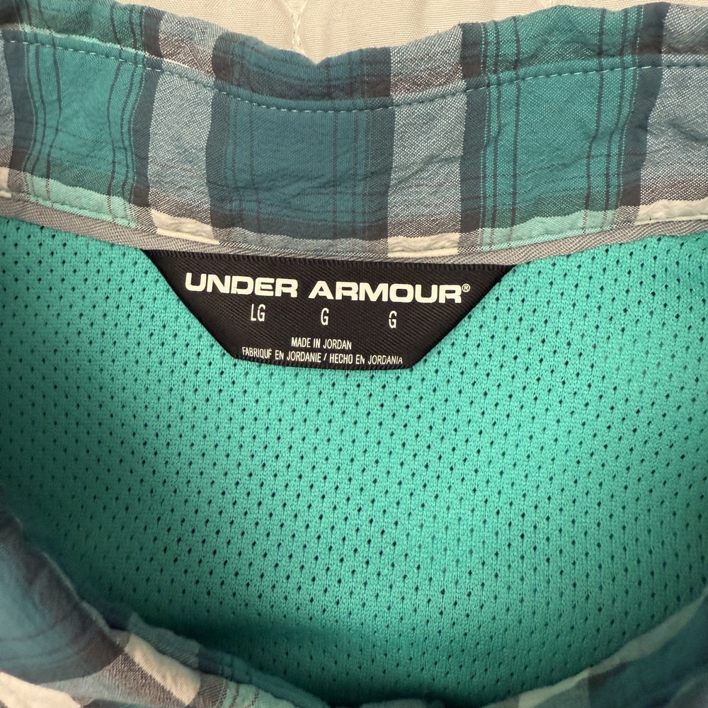 Under Armour Green Plaid Short Sleeve Button-Up Shirt Size Large‎ - Picture 5 of 8
